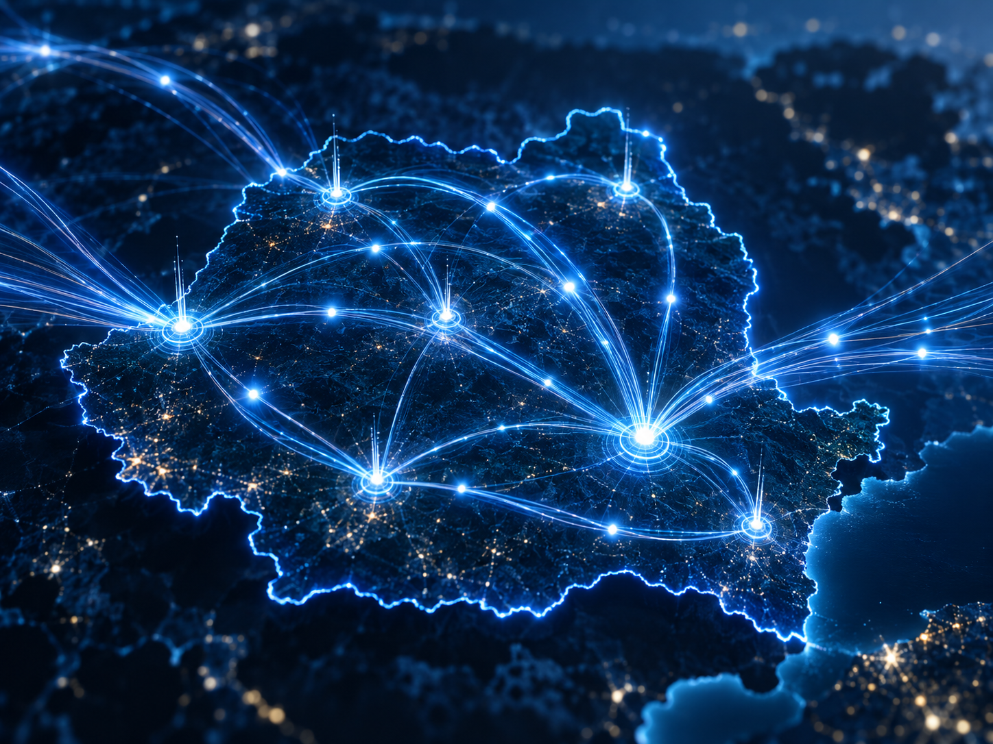 Illuminated network connections across Romania
